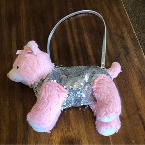 Cute Silver Sequin Pink Teddy Bear Bag